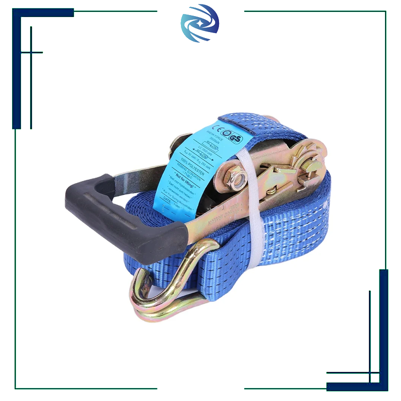Heavy-Duty Polyester Ratchet Strap with Hooks for Secure Cargo