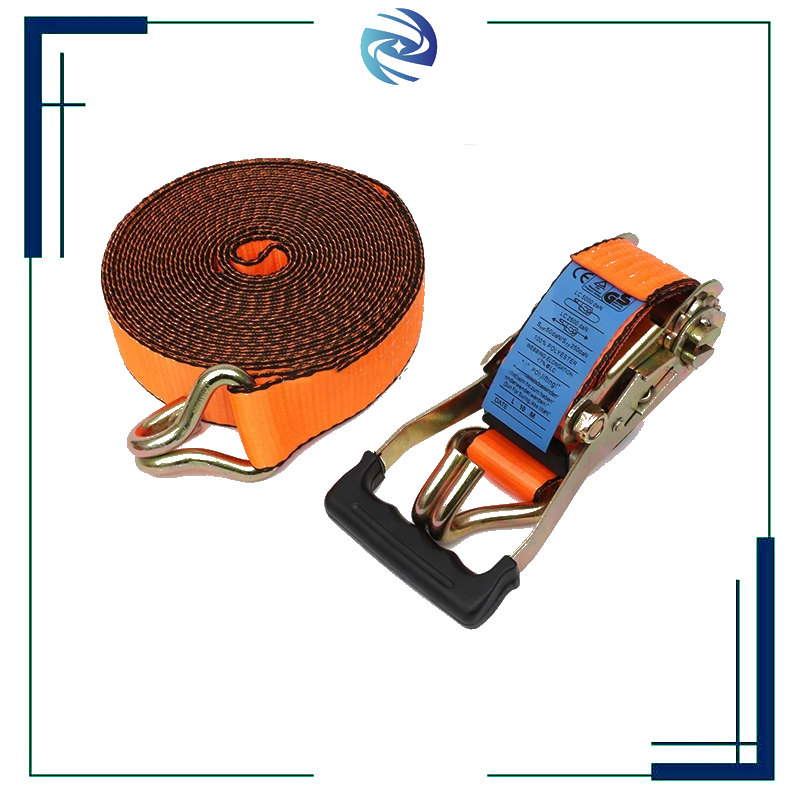 Heavy-Duty Polyester Ratchet Strap with Hooks for Secure Cargo