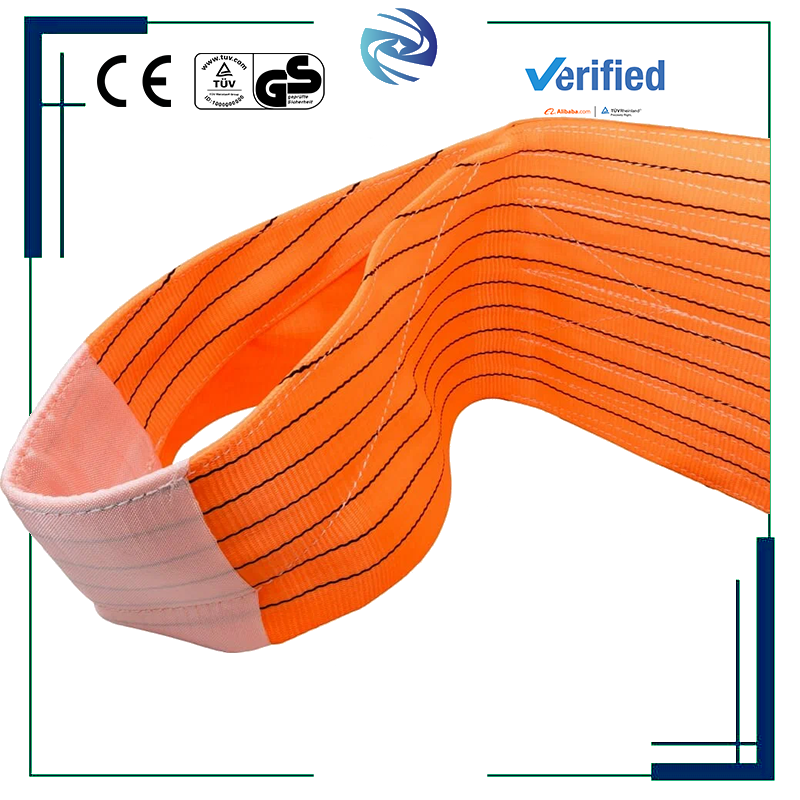 10 Ton Flat Webbing Sling Double Eye Heavy Duty Polyester Lifting Sling