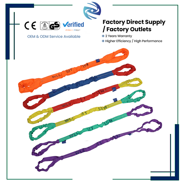 Polyester Eye To Eye Round Sling High Load Capacity Lifting Strap